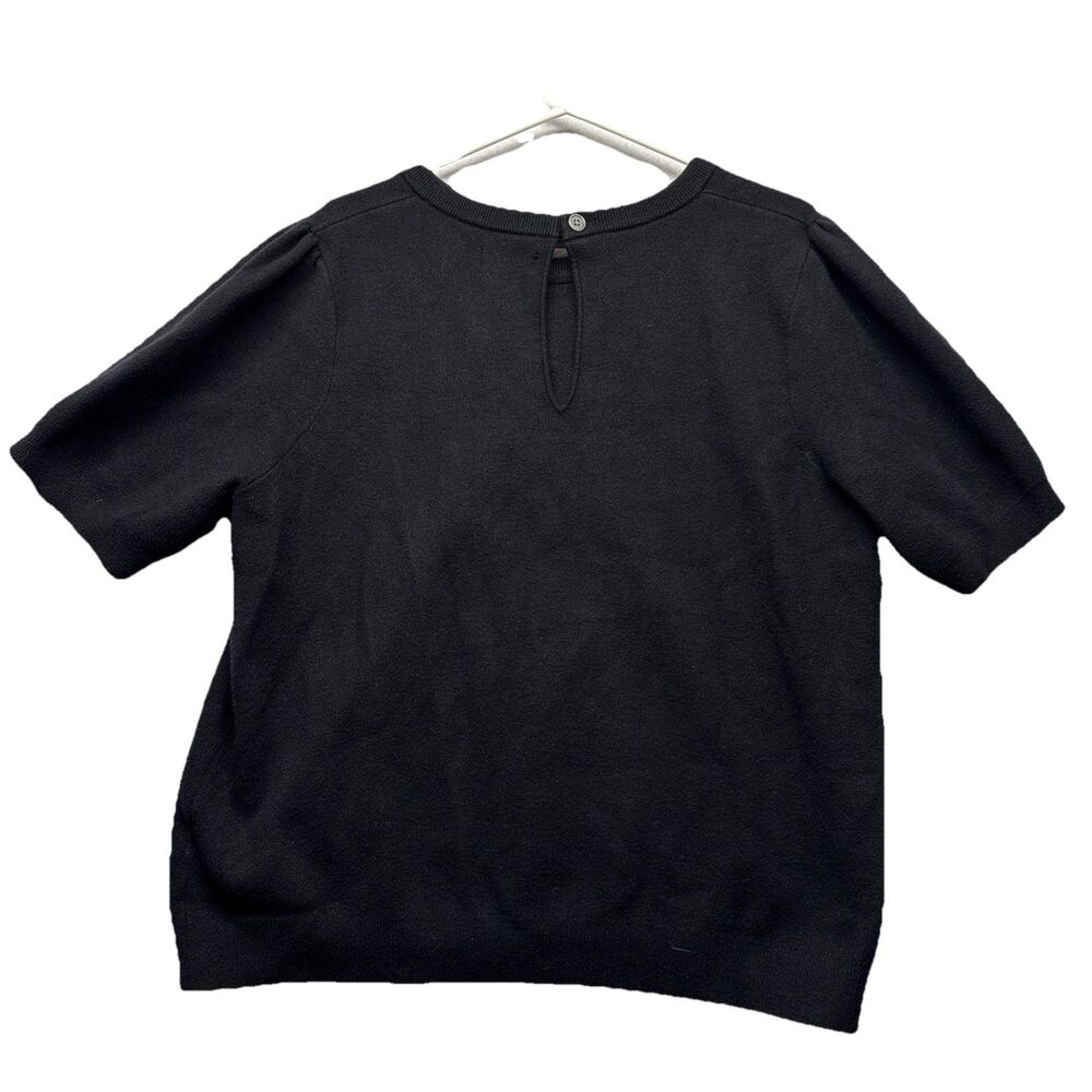 Maeve Anthropologie Harmon Jacquard Sweater Tee Short Sleeve Black Size 2X - Picture 4 of 4